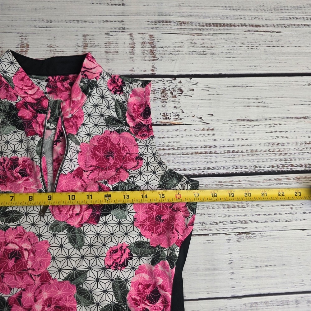 Tail Sleeveless 1/4 Zip Golf Shirt Top Womens XS Pink Floral Geometric Mock Neck - Picture 5 of 7